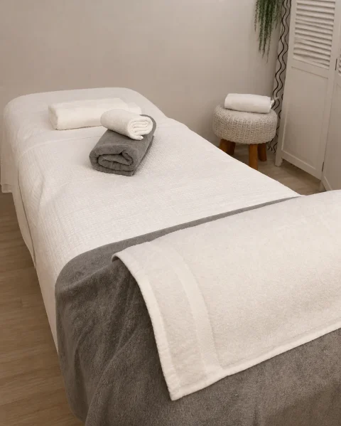 Fresh towels prepared in the private Beauty Rooms @ Noosa treatment room